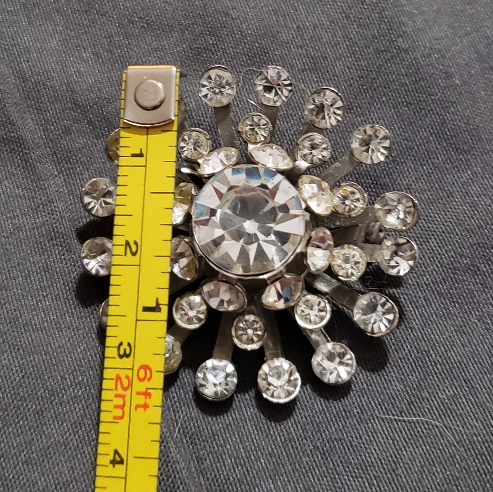 🌟 VINTAGE BROOCH LOT | 3-Piece MCM Rhinestone & Floral Statement Pins - Picture 5 of 16